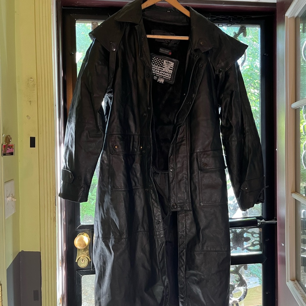 Men's Classic Black Biker Duster